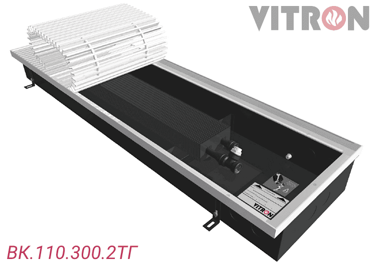 Конвектор встраиваемый в пол без вентиляторов VITRON ВК 110.300.2ТГ 1 теплообменник